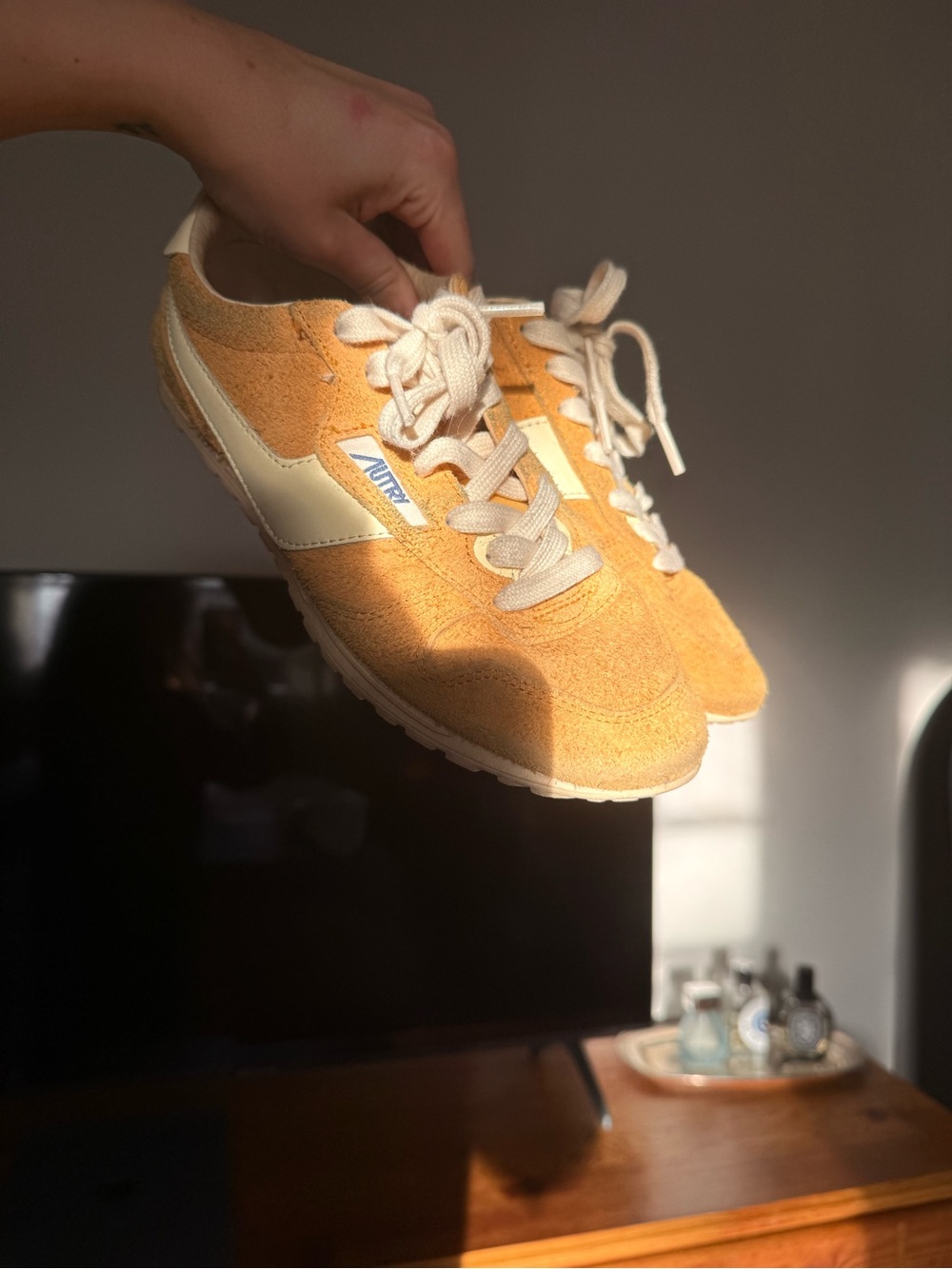 Mustard Yellow Suede Women's Sneakers with Cream Accents